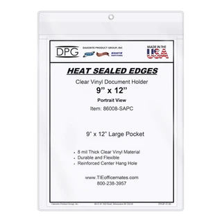 9x12 clear vinyl document and job ticket holder with reinforced hanging hole