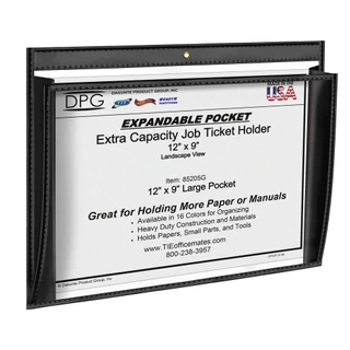 12x9 landscape expandable job ticket holder with stitched color-coded trim