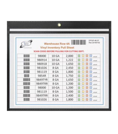 12x9 Color-Coded Job & Shop Ticket Holder – Landscape View – Stitched Vinyl Trim – Made in USA – 25-Pack