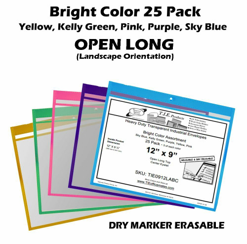 12x9 Color Coded Assortment Job Ticket Holder 25/Pack