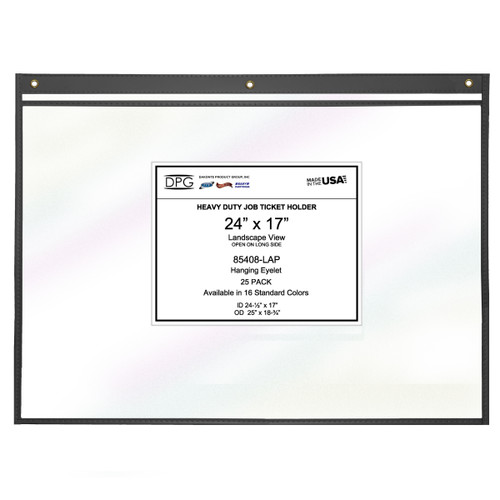24x17 Heavy-Duty Job Ticket, Drawing & Poster Holder – Landscape View  – Clear Covers – Stitched Vinyl Trim – 25-Pack