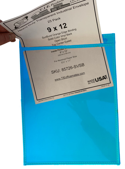 9x12 Color Coded Job Ticket Holder Black Back 25/pack - DPG - TIE