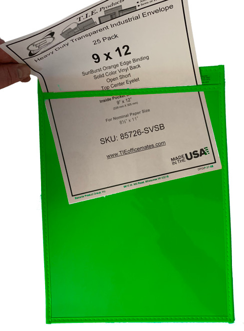 9x12 Color Coded Job Ticket Holder Black Back 25/pack - DPG - TIE