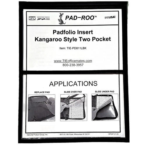 PAD-ROO Padfolio Kangaroo Double Pocket Insert for Portfolio, Padfolio to provide extra clear pockets for important papers or reference information.