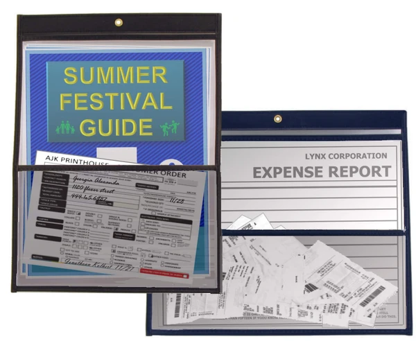 Double pocket job ticket holder for separating related documents and paperwork