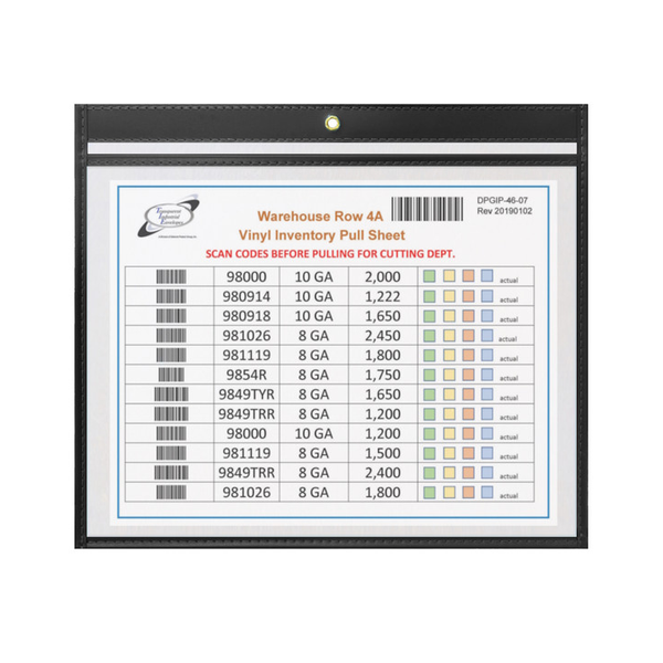 12x9 Color-Coded Job & Shop Ticket Holder – Landscape View – Stitched Vinyl Trim – Made in USA – 25-Pack