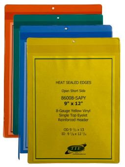 Tinted color-coded vinyl document sleeves