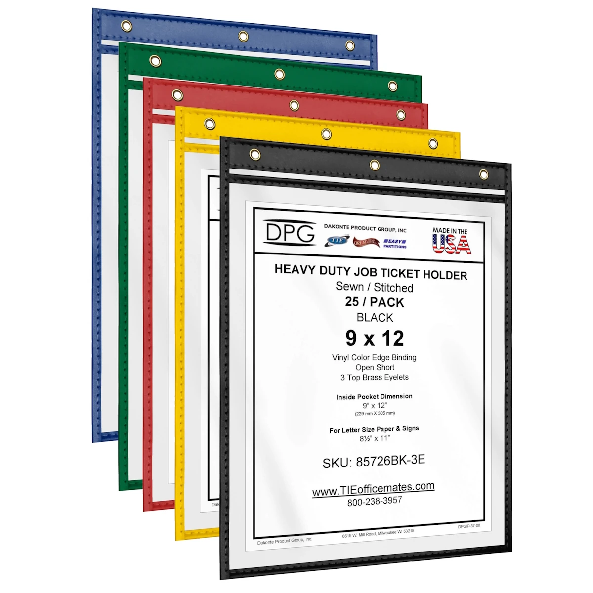 Color-coded sewn and stitched job ticket holders