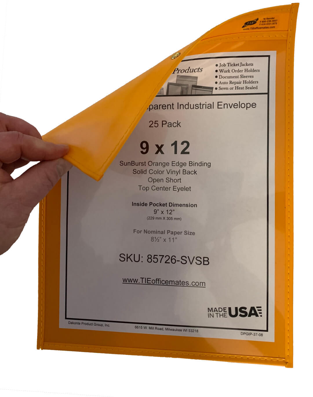 9x12 job ticket holder with flexible solid color back panel