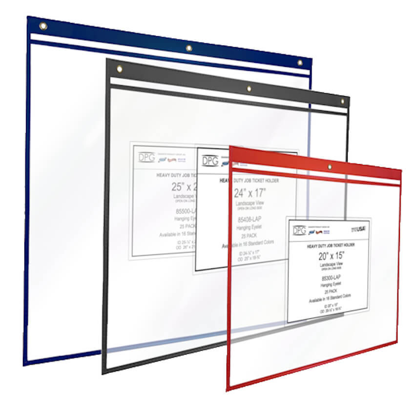 Extra large format plastic document holders up to 40"x54" to display posters, maps, ceiling signs, or organize blueprints, drawings and printshop proofs.