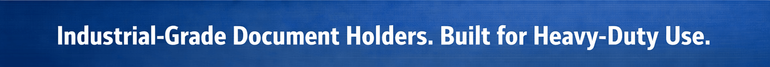 Homepage banner with headline text: “Industrial-Grade Document Holders. Built for Heavy-Duty Use.” representing TIE Office-Mates heavy-duty vinyl holders for industrial and manufacturing workflows.