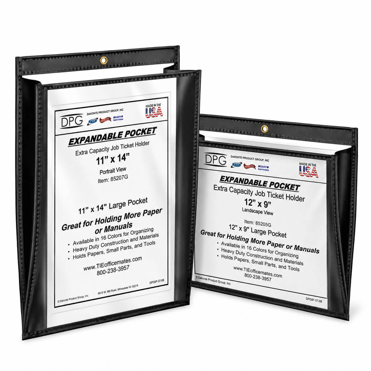 Expandable gusseted job ticket holders for thick job packets and multi-sheet paperwork