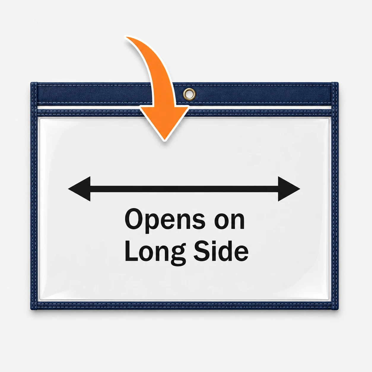 Open long side landscape hang view holder orientation