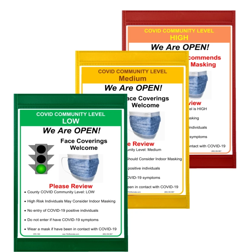 Collage of sign holders and workplace display examples