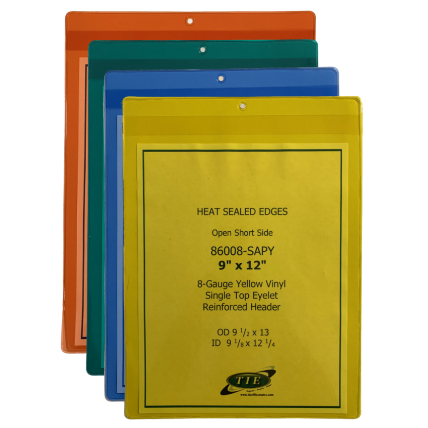 Tinted color-coded vinyl document sleeves