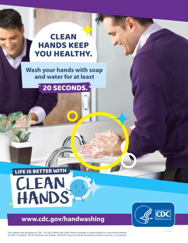 CDC Handwashing Poster Adult Male Model
