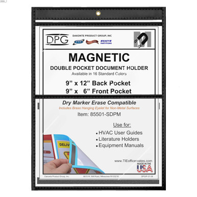 9x12 Magnetic Double Pocket Document Holder – Color-Coded – 25
