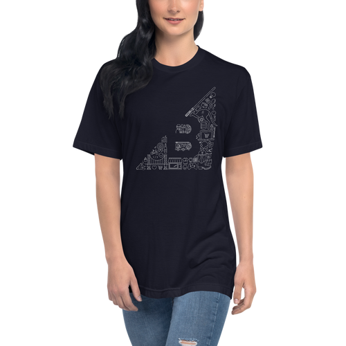 BMark Unisex Tee with front view, on a small model.