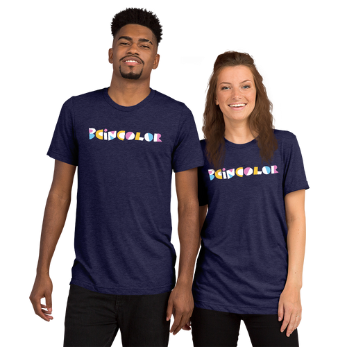 BCinColor T-Shirt front view, on a large and small model standing side by side.