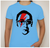 Sky blue Sad Larry Shirt on small model.