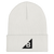 White B Mark Logo Beanie, front view laying flat.