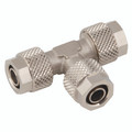 10/08MM OD EQUAL TEE - Pneumatic Quick-fit Push-on Fitting, Equal, Tee Connector, to Fit 10/8 Tube, Nickel Plated Brass, Working Temperature -18Ã‚Â°C to +70Ã‚Â°C, Maximum Working Pressure 15 bar, KelmAll images used are for illustrative purposes only