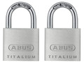 ABUS Mechanical 64TI/30mm TITALIUM™ Padlock Carded Twin Pack - The ABUS 64TI Series TITALIUM&trade; Padlocks are ideal for medium to high risk of theft, recommended for a wide range of security requirements