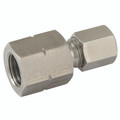 6MM OD X 1/2 NPT FEM GAUGE ADAPTOR (L) - 1/2" NPT Female x 6mm Outside Diameter, Hydraulic 316 Stainless Steel DIN 2353 Compression Fitting, NPT Female x Tube, Light Duty, Female Gauge Coupling and Sealing Ring, PH IndustrieAll images used are for illu