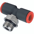MALE STUD SWIV TEE 6MM - G1/4" TECHPOLY - 1/4" BSP Parallel x 6mm Outside Diameter, Male Stud Swivel Tee, Technopolymer, Working Temperature -20° C to +60°C, Working Pressure -0 MALE STUD SWIV TEE 6MM - G1/4" TECHPOLY - 1/4" BSP Parallel x 6mm Outside Diameter, Male Stud Swivel Tee, Technopolymer, Working Temperature -20° C to +60°C, Working Pressure -0