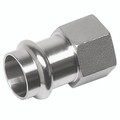 22MM X 1/2" S9000 STRAIGHT FEMXFEM BSPT - 1/2" BSP Tapered Female x 22mm Inside Diameter, Press Fit Piping System, Series 9000, Female End x Female Threaded, Straight, Stainless Steel, EPDM, Seal, Working Temperature -30Ã‚Â°C to +120Ã‚Â°C, Maximum Working