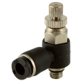 M5 Metric Male x 4mm OD Speed Control Valve - M5 Metric Male x 4mm Outside Diameter, One Touch+ Plastic Push-in Metric Tube Fitting, Uni-Directional to Suit Cylinder, 90° Manual Flow Controller, Plastic/Brass Nickel Plated, Working Temperature 0°C t M5 Metric Male x 4mm OD Speed Control Valve - M5 Metric Male x 4mm Outside Diameter, One Touch+ Plastic Push-in Metric Tube Fitting, Uni-Directional to Suit Cylinder, 90° Manual Flow Controller, Plastic/Brass Nickel Plated, Working Temperature 0°C t