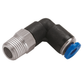 5/16" OD x 1/4" NPT Male Elbow - 5/16" NPT Male x 5/16" Outside Diameter, Pneumatic One Touch Plastic Push-in Imperial Tube Fitting, 90Ã‚Â° Stud Swivel Elbow, Plastic/Brass Nickel Plated, Working Temperature 0Ã‚Â°C to +60Ã‚Â°C, Maximum Working Pressure 10