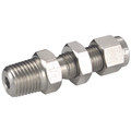 BULKHEAD MALE CONN 12 OD 1/4 NPT - 1/4" NPT Male x 12mm Outside Diameter, Hydraulic Twin Ferrule Metric Compression Fitting, Bulkhead Straight, 316 Stainless Steel, PanamAll images used are for illustrative purposes only