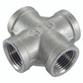 ST.STEEL EQUAL CROSS 1/4" BSP FEMALE - 1/4" BSP Parallel Female, Cross, 150lb Tube & Pipe Fitting, 316 Stainless Steel, HaitimaAll images used are for illustrative purposes only