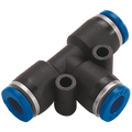 12mm OD Equal Tee - 12mm Outside Diameter, Pneumatic One Touch Plastic Push-in Metric Tube Fitting, Equal, Tee Connector, Plastic/Brass Nickel Plated, Working Temperature 0Ã‚Â°C to +60Ã‚Â°C, Maximum Working Pressure 10 bar, KelmAll images used are for