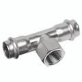 35MM X 1/2" S9000 TEE FEMXFEM BSPT - 1/2" BSP Tapered Female x 35mm Inside Diameter, Press Fit Piping System, Series 9000, Female Threaded Centre Leg, Tee, Stainless Steel, EPDM, Seal, Working Temperature -30Ã‚Â°C to +120Ã‚Â°C, Maximum Working Pressure 16