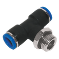 06MM OD X 1/4" BSPP T MALE CENTRE LEG - 1/4" BSP Parallel Male x 6mm Outside Diameter, Pneumatic One Touch Plastic Push-in Metric Tube Fitting, Stud Branch Swivel Tee, Plastic/Brass Nickel Plated, Working Temperature 0°C to +60°C, Maximum Working Pr 06MM OD X 1/4" BSPP T MALE CENTRE LEG - 1/4" BSP Parallel Male x 6mm Outside Diameter, Pneumatic One Touch Plastic Push-in Metric Tube Fitting, Stud Branch Swivel Tee, Plastic/Brass Nickel Plated, Working Temperature 0°C to +60°C, Maximum Working Pr