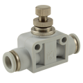 12mm OD Speed Control Valve - 12mm Outside Diameter, One Touch+ Plastic Push-in Metric Tube Fitting, Tube x Tube, Uni-Directional to Suit Cylinder, Manual Flow Controller, Plastic/Brass Nickel Plated, Working Temperature 0Ã‚Â°C to +60Ã‚Â°C, Maximum Workin