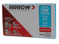 Arrow T50 Staples Stainless Steel 505SS 8mm (5/16in) (Box 1000) - Top-quality 0