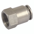 6mm x 1/4" BSPP Female Stud - 1/4" BSP Parallel Female x 6mm Outside Diameter, Pneumatic One Touch Push-in Metric Tube Fitting, Stud, Stainless Steel, Working Temperature -20Ã‚Â°C to +200Ã‚Â°C, Maximum Working Pressure 10 bar, KelmAll images used are f