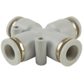 4mm Equal Cross - 4mm Outside Diameter, One Touch+ Plastic Push-in Metric Tube Fitting, Equal Tube x Tube, Cross Connector, Plastic/Brass Nickel Plated, Working Temperature 0Ã‚Â°C to +60Ã‚Â°C, Maximum Working Pressure 16 bar, KelmAll images used are fo