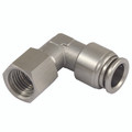 10mm x 3/8" BSPP Female Elbow - 3/8" BSP Parallel Female x 10mm Outside Diameter, Pneumatic One Touch Push-in Metric Tube Fitting, 90Ã‚Â° Stud Swivel Elbow, Stainless Steel, Working Temperature -20Ã‚Â°C to +200Ã‚Â°C, Maximum Working Pressure 10 bar, Kelm<