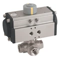 1.1/4" ST/ST T PORT B/V F/W HTS-083 - 1/4" BSP Parallel, 3 Way Ball Valve Fitted with a Pneumatic Actuator, T Port, Single Acting, Stainless Steel Valve Material, FPM Seal Material, Valve Working Temperature -25Ã‚Â°C to +180Ã‚Â°C, Actuator Working Tempera