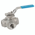 1 1/4"BSP SS D/MOUNT 3WAYLPORTBV LVR ATE - 1/4" BSP Parallel, 3 Way, Direct Mount Reduced Bore Ball Valve, L Port, Stainless Steel, FPM Seal Material, PTFE Filled with 15% Glass Seat Material, Working Temperature -25Â°C to +180Â°C, Maximum Working Pressur