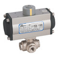 1/4" BSP BRS 3WL BV F/W HAITIMA SA ACT - 1/4" BSP Parallel, 3 Way Ball Valve Fitted with a Pneumatic Actuator, L Port, Single Acting, Nickel Plated Brass Valve Material, Elastomer Seal Material, Valve Working Temperature -20Ã‚Â°C to +130Ã‚Â°C, Actuator Wo