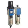3/8" F/R+L 300 SERIES G & B AUTO DRAIN - 1/4" BSP Parallel Female, Air Preparation, 300 Series, Auto Drain, Filter/Regulator + Lubricator, Mounting Bracket and Gauge, 40 Micron, Plastic Guarded Bowl, 4000 Litres per Minute, Working Temperature -5Ã‚Â¬Ã¢Ë†Å