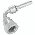 1.1/4"BSP SWV FEMX1.1/4"HOSE TAIL 90 ELB - 1/4" BSP Parallel Female, Hydraulic Insert, 60Ã‚Â¬Ã¢Ë†Å¾ Cone x Swept Hose Tail, 90Ã‚Â¬Ã¢Ë†Å¾ Elbow, To Suit 1/4", Hose Inside Diameter, Zinc Plated Mild Steel, Burnett & HillmanAll images used are for illustr
