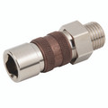 1/8" BSPP MALE COUPLING BROWN NICKEL - 1/8" BSP Parallel Male Coupling, Series 21, Rectu-Key, Pneumatic Quick Release, Valved, Green, Brass, Nitrile Seal, Working Temperature -20Ã‚Â°C to +100Ã‚Â°C, Maximum Working Pressure 35 bar, Parker RectusAll imag