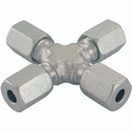 12MM OD EQUAL CROSS STEEL (S) - 10mm Outside Diameter, Hydraulic DIN 2353 Compression Fitting, Heavy Duty, Cross, Chromium Plated Steel, Maximum Working Pressure 800 bar, Danfoss WaltechAll images used are for illustrative purposes only