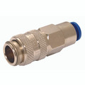 6MM PUSH-ON COUPLING - Pneumatic Quick Release, Valved, Coupling, Push-in, Series 21KA, Push in, 6mm Outside Diameter, Brass Nickel Plated, Nitrile Seal, working Temperature -20Ã‚Â°C to +100Ã‚Â°C, Maximum working Pressure 35 bar, Parker RectusAll image